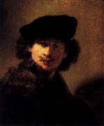 Rembrandt van rijn Self-portrait with Velvet Beret and Furred Mantel Sweden oil painting artist